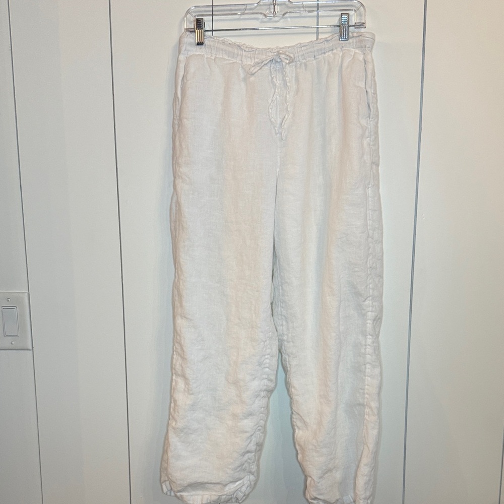 J Crew Soleil White Linen Pants